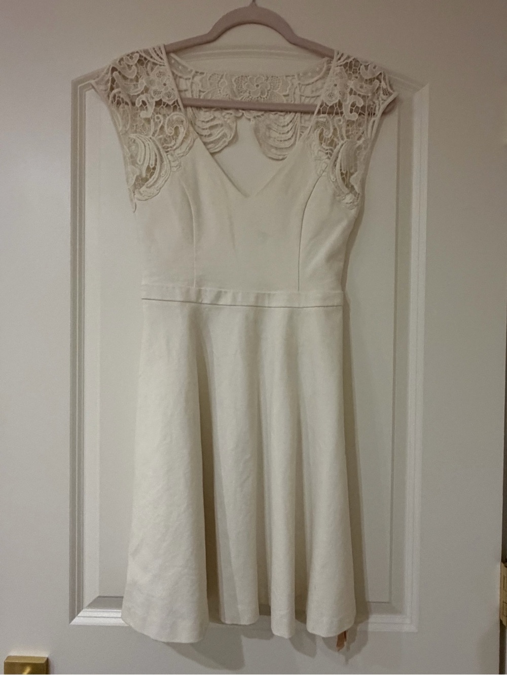 Forever New Cream Lace Cap-Sleeve Midi Dress